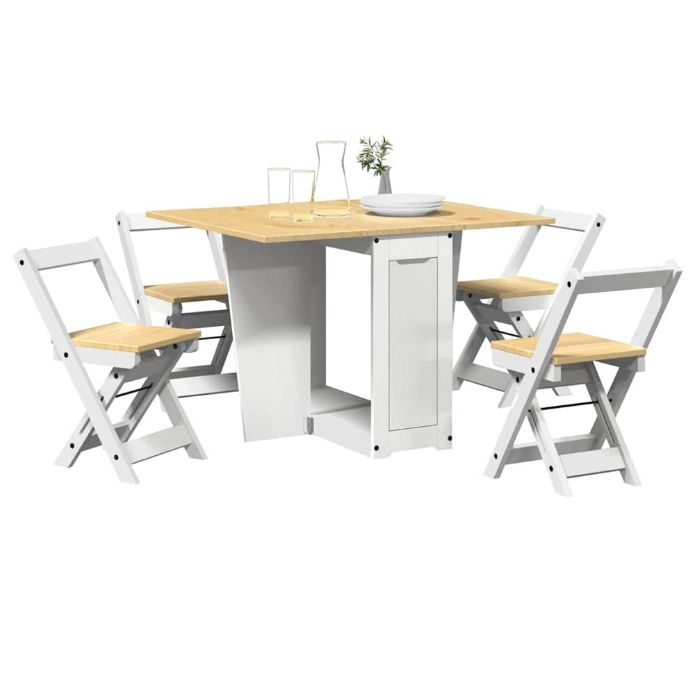 5-tlg. Klapptisch-Set Corona Weiß Kiefer