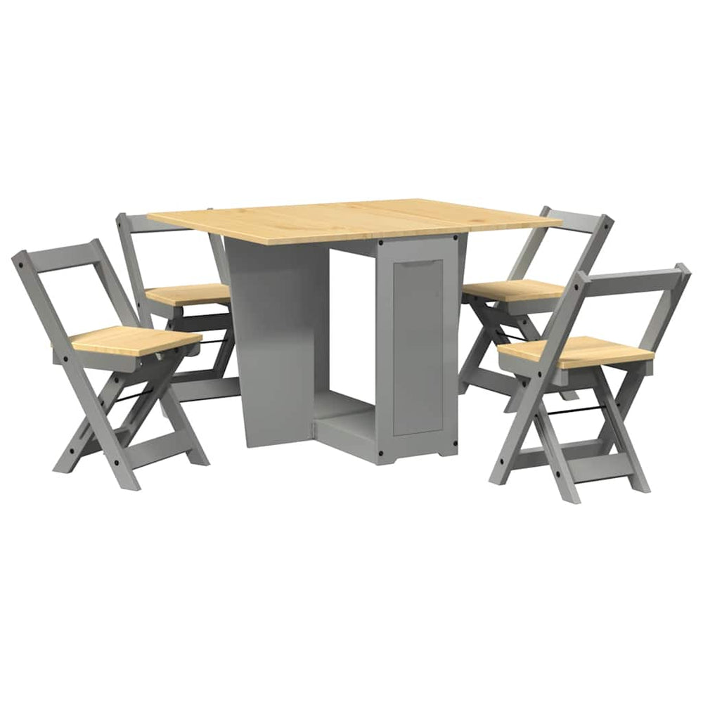 5-teiliges Butterfly-Esstisch-Set Grau Kiefer