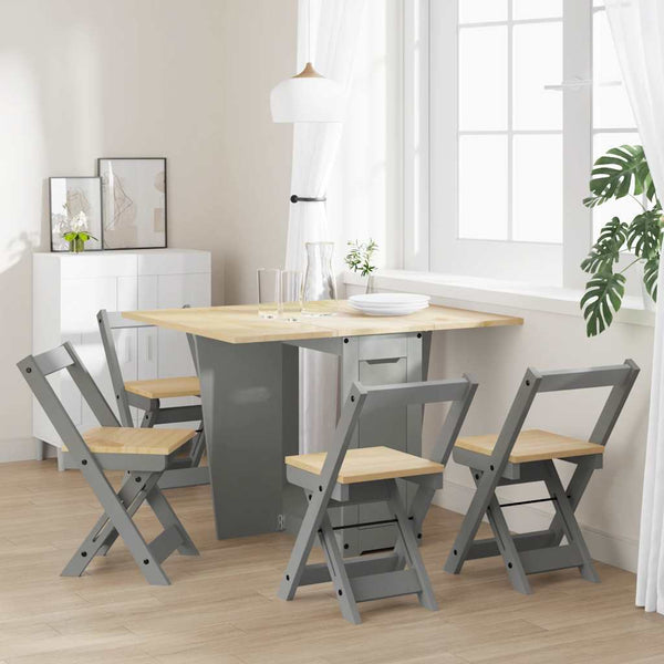5-teiliges Butterfly-Esstisch-Set Grau Kiefer