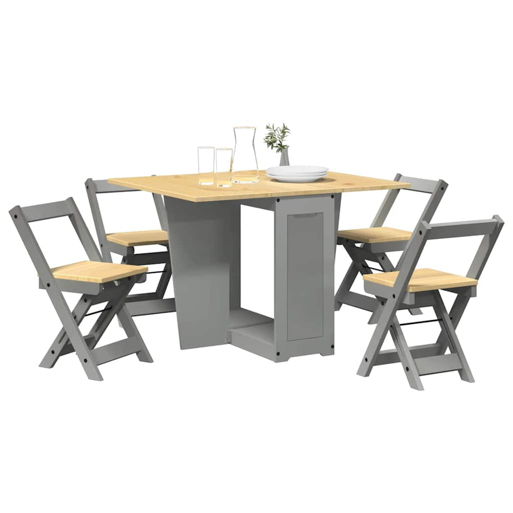 5-teiliges Butterfly-Esstisch-Set Grau Kiefer