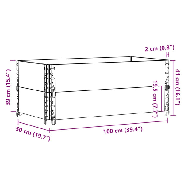 Palettenaufsatzrahmen 2er Set 100x50cm Kiefer Grau