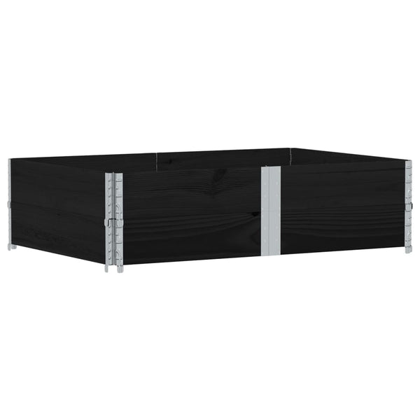 vidaXL Cadres rehausseurs de palettes 2 pcs Noir 150x100 Bois de pin massif