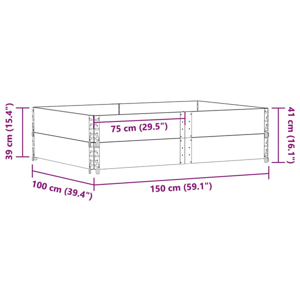 Palettenaufsatzrahmen 2er Set Grau 150x100cm Kiefer
