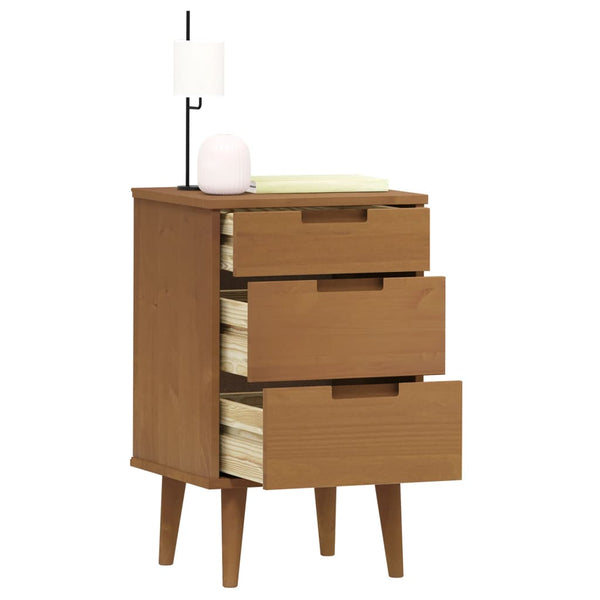 Nachttisch MOLDE Braun Kiefer Massivholz 40x65 cm