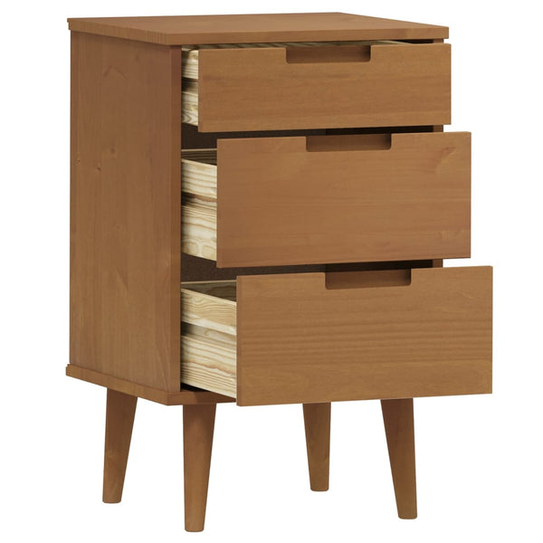 Nachttisch MOLDE Braun Kiefer Massivholz 40x65 cm