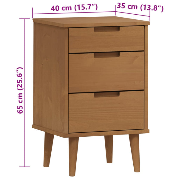 Nachttisch MOLDE Braun Kiefer Massivholz 40x65 cm