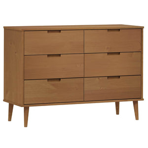 Schubladenschrank MOLDE Braun Kiefer Massivholz
