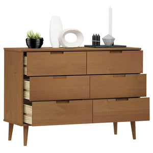 Schubladenschrank MOLDE Braun Kiefer Massivholz