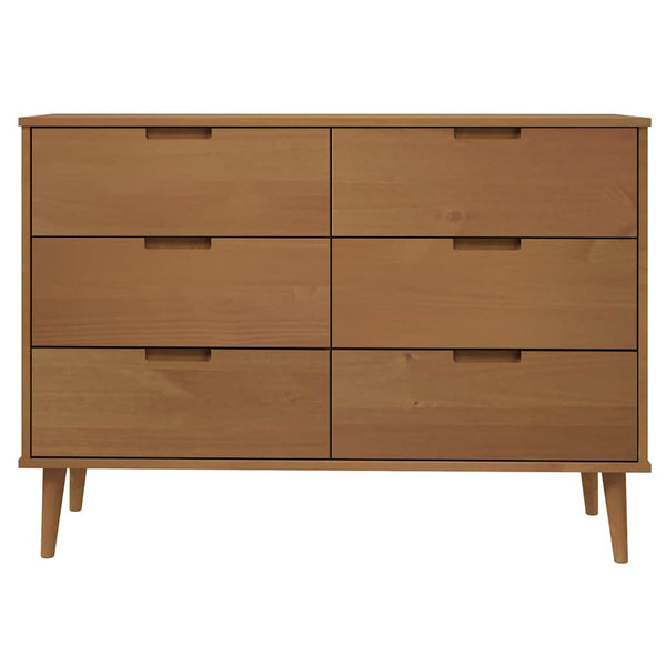 Schubladenschrank MOLDE Braun Kiefer Massivholz