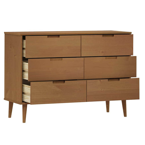 Schubladenschrank MOLDE Braun Kiefer Massivholz