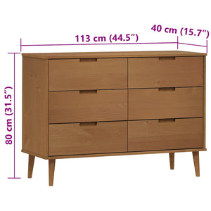 Schubladenschrank MOLDE Braun Kiefer Massivholz