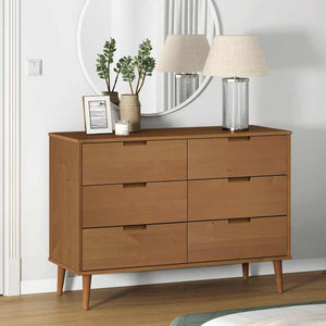 Schubladenschrank MOLDE Braun Kiefer Massivholz
