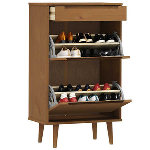 Schuhschrank Braun Kiefer Massivholz 59,5x103 cm