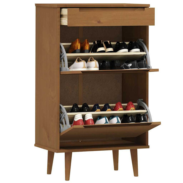 Schuhschrank Braun Kiefer Massivholz 59,5x103 cm