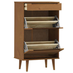 Schuhschrank Braun Kiefer Massivholz 59,5x103 cm