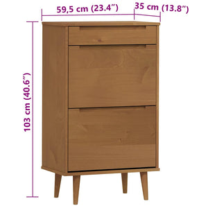 Schuhschrank Braun Kiefer Massivholz 59,5x103 cm