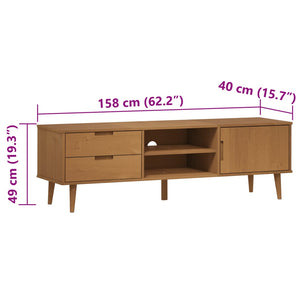 TV-Schrank Kiefer Massivholz Braun 158 cm