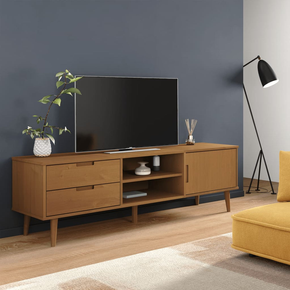 TV-Schrank Kiefer Massivholz Braun 158 cm