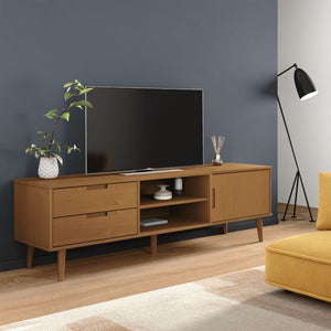 TV-Schrank Kiefer Massivholz Braun 158 cm