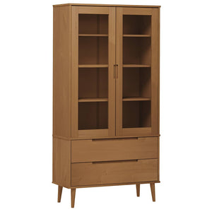Vitrinenschrank MOLDE Braun Kiefer Massivholz