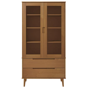 Vitrinenschrank MOLDE Braun Kiefer Massivholz