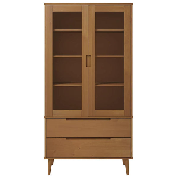 Vitrinenschrank MOLDE Braun Kiefer Massivholz