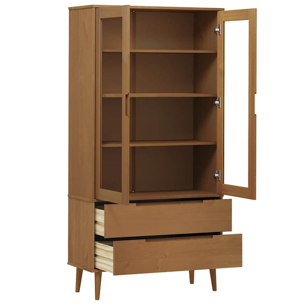 Vitrinenschrank MOLDE Braun Kiefer Massivholz