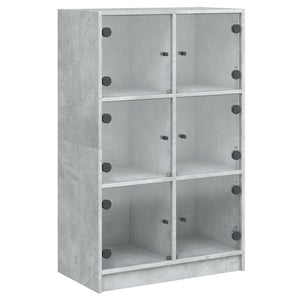Betongraues Highboard mit Türen, 68x37x109 cm