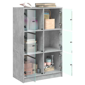 Betongraues Highboard mit Türen, 68x37x109 cm