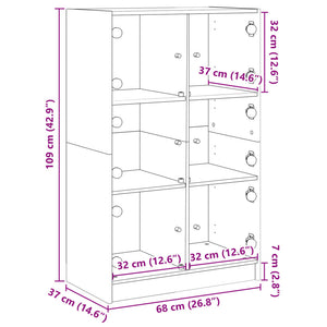 Highboard Braun Eiche Optik 68x37x109cm