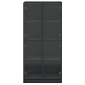 Schwarzes Highboard mit Türen, 68x37x142 cm