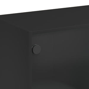 Schwarzes Highboard mit Türen, 68x37x142 cm