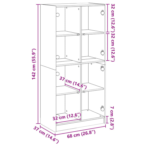 Highboard Sonoma-Eiche 68x37x142 cm