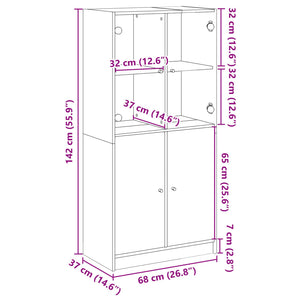 Highboard Braun Eiche-Optik 68x37x142cm