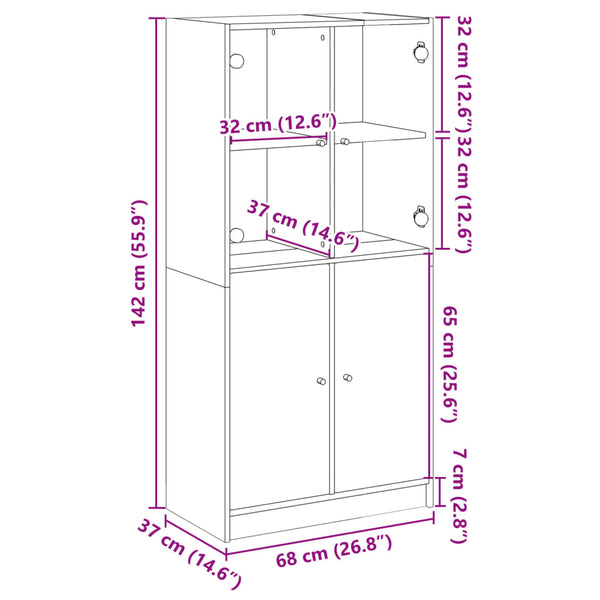 Highboard Braun Eiche-Optik 68x37x142cm
