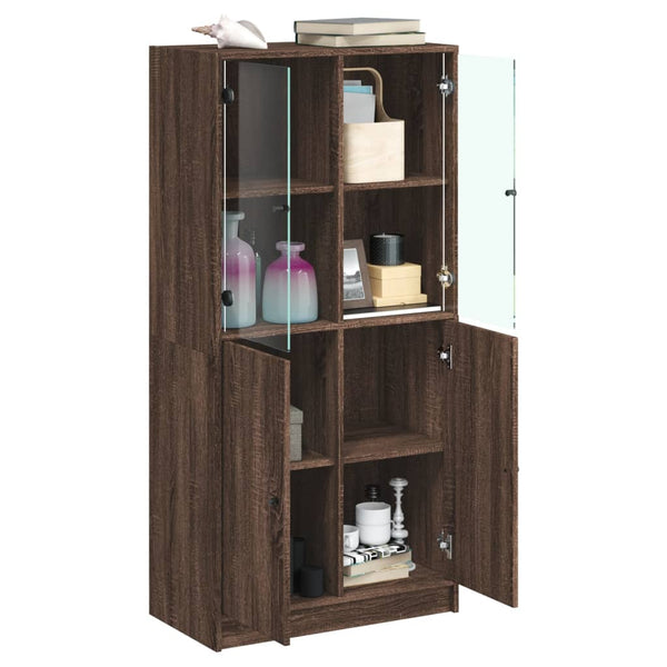 Highboard Braun Eiche-Optik 68x37x142cm