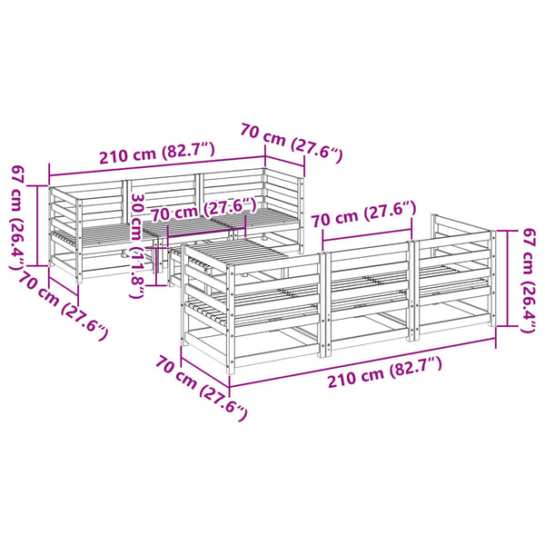 7-tlg. Garten Sofagarnitur aus Kiefernholz