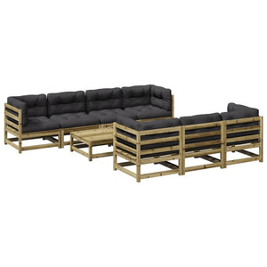vidaXL Salon de jardin 8 pcs avec coussins en pin imprégné