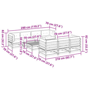 vidaXL Salon de jardin 8 pcs avec coussins en pin imprégné