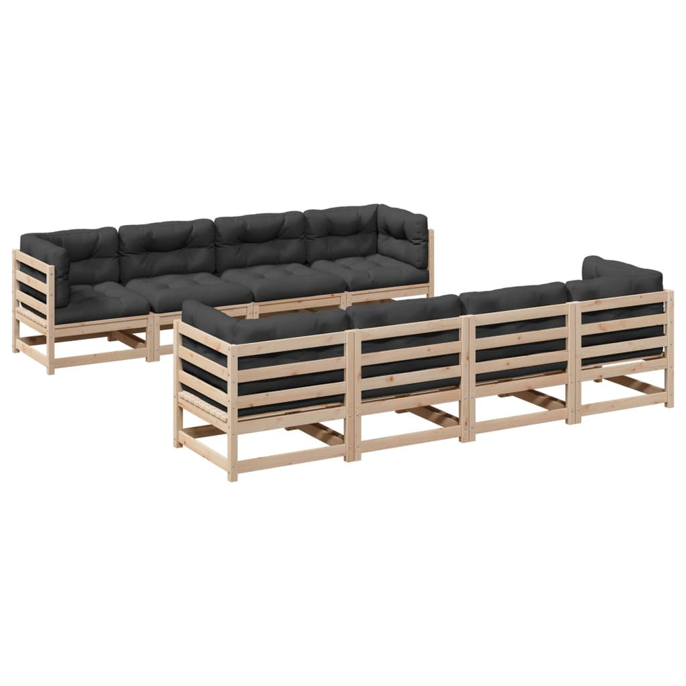 vidaXL Salon de jardin 9 pcs avec coussins Bois de pin massif