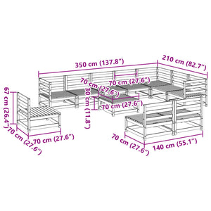 11-tlg. Garten-Sofagarnitur aus Kiefernholz