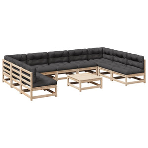 10-teilige Garten Sofagarnitur Kiefer Massivholz
