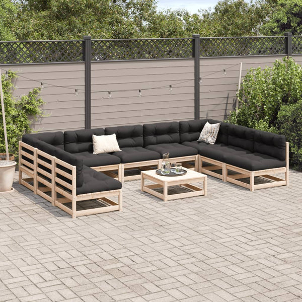 10-teilige Garten Sofagarnitur Kiefer Massivholz