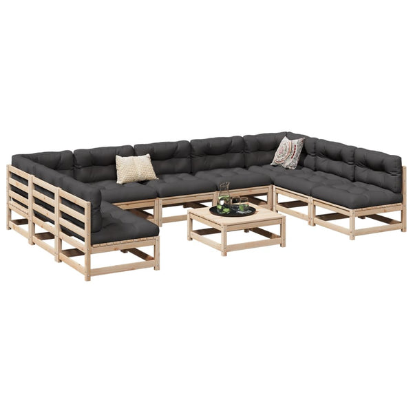 10-teilige Garten Sofagarnitur Kiefer Massivholz