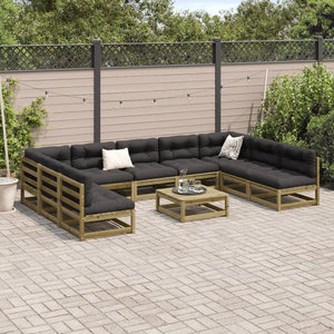 10-tlg. Garten-Sofagarnitur mit Kissen