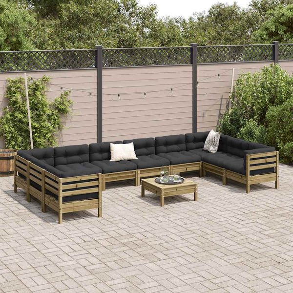 11-tlg. Garten Sofagarnitur mit Kissen