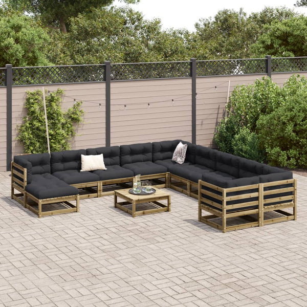 vidaXL Salon de jardin 12 pièces en bois de pin imprégné