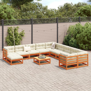 Garten Sofagarnitur 12-teilig Kiefernholz Wachsbraun