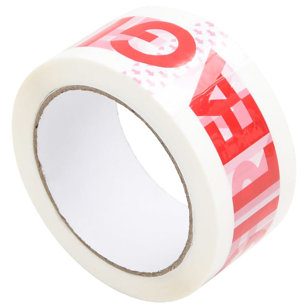 vidaXL Ruban adhésif d'emballage 36 pcs Imprimé FRAGILE Blanc 48 mm x 66 m