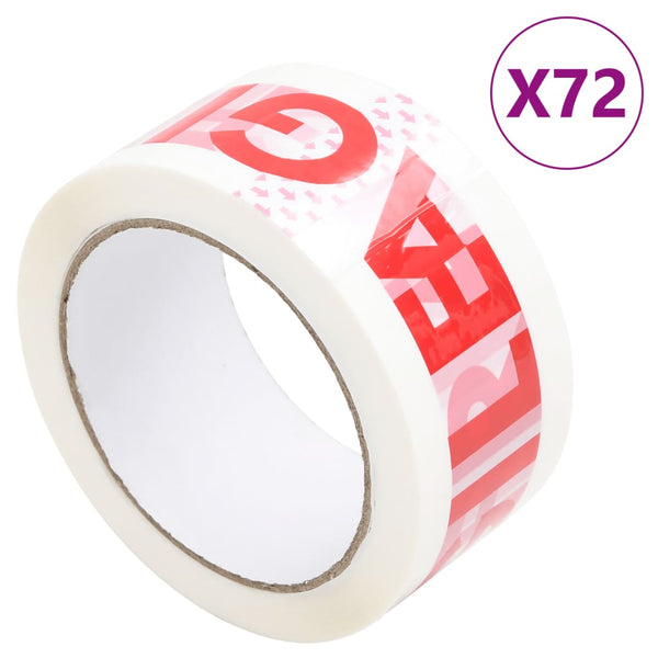 vidaXL Ruban adhésif 72 pcs. avec inscription FRAGILE Blanc 48 mm x 66 m